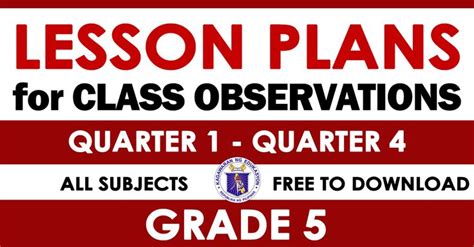 GRADE 5 LESSON PLANS for Class Observations .